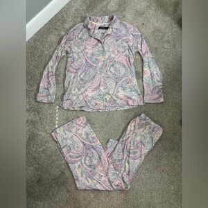 Lauren Ralph Lauren Long Sleeve Paisley Button Down Pajama Set Women’s Small
